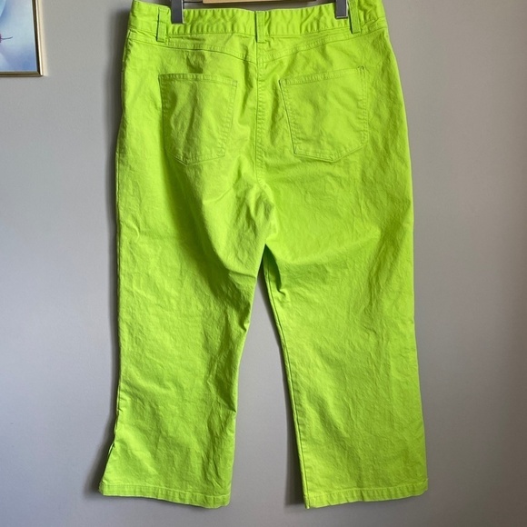 Orly Women's‎ Neon Lime Denim Ankle Crop High Rise Pants Size 14 - Picture 5 of 13